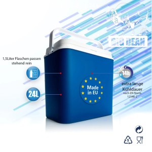 BigDean Kühlbox 24 Liter Blau Weiß Inklusive 6 Kühlakkus Bis Zu 14 Stunden  Kühlung Kühltasche Für Unterwegs Outdoor Thermobox Für Picknick Camping