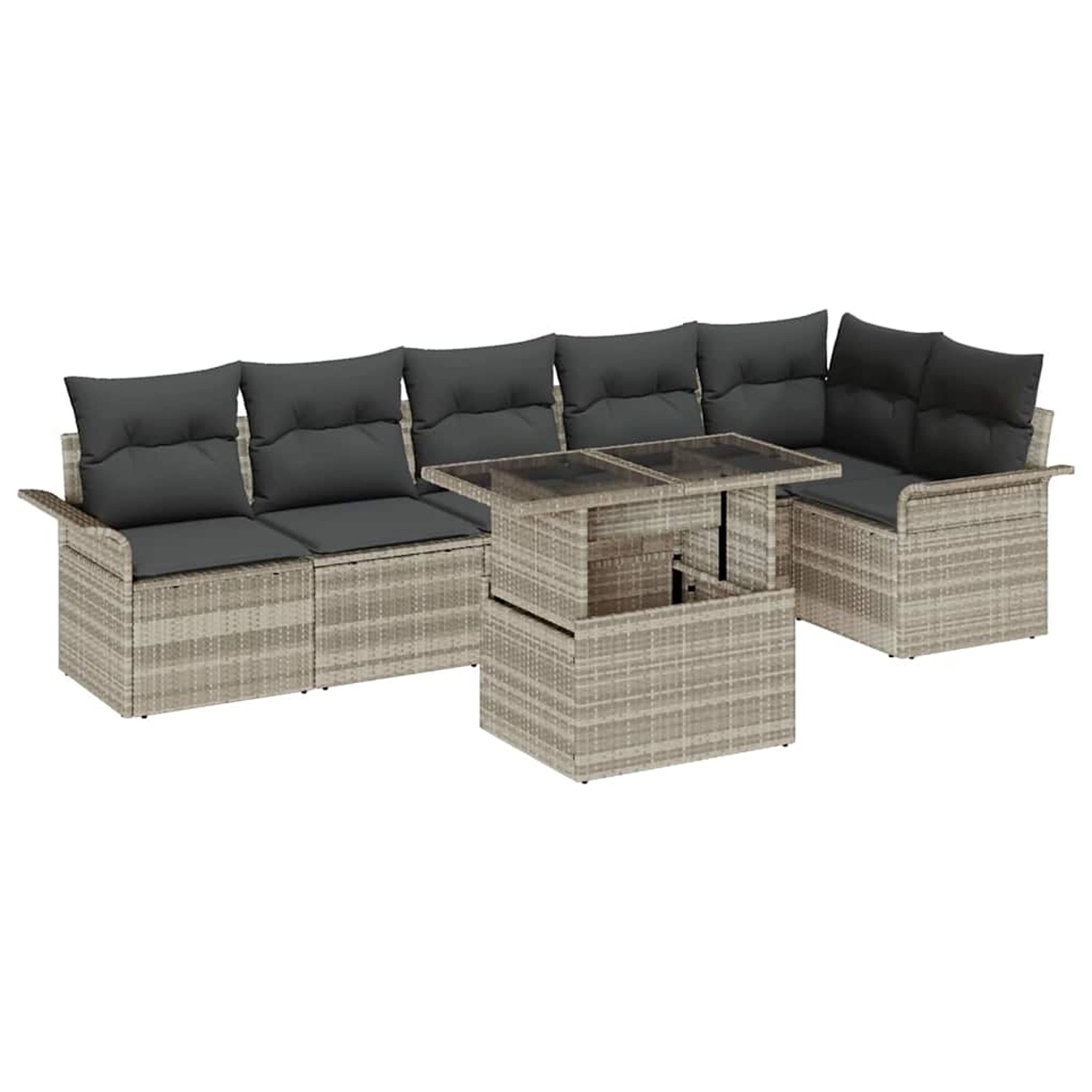 vidaXL Garten-Sofa-Set mit Kissen 7-Tlg Hellgrau Poly Rattan 3357035 günstig online kaufen