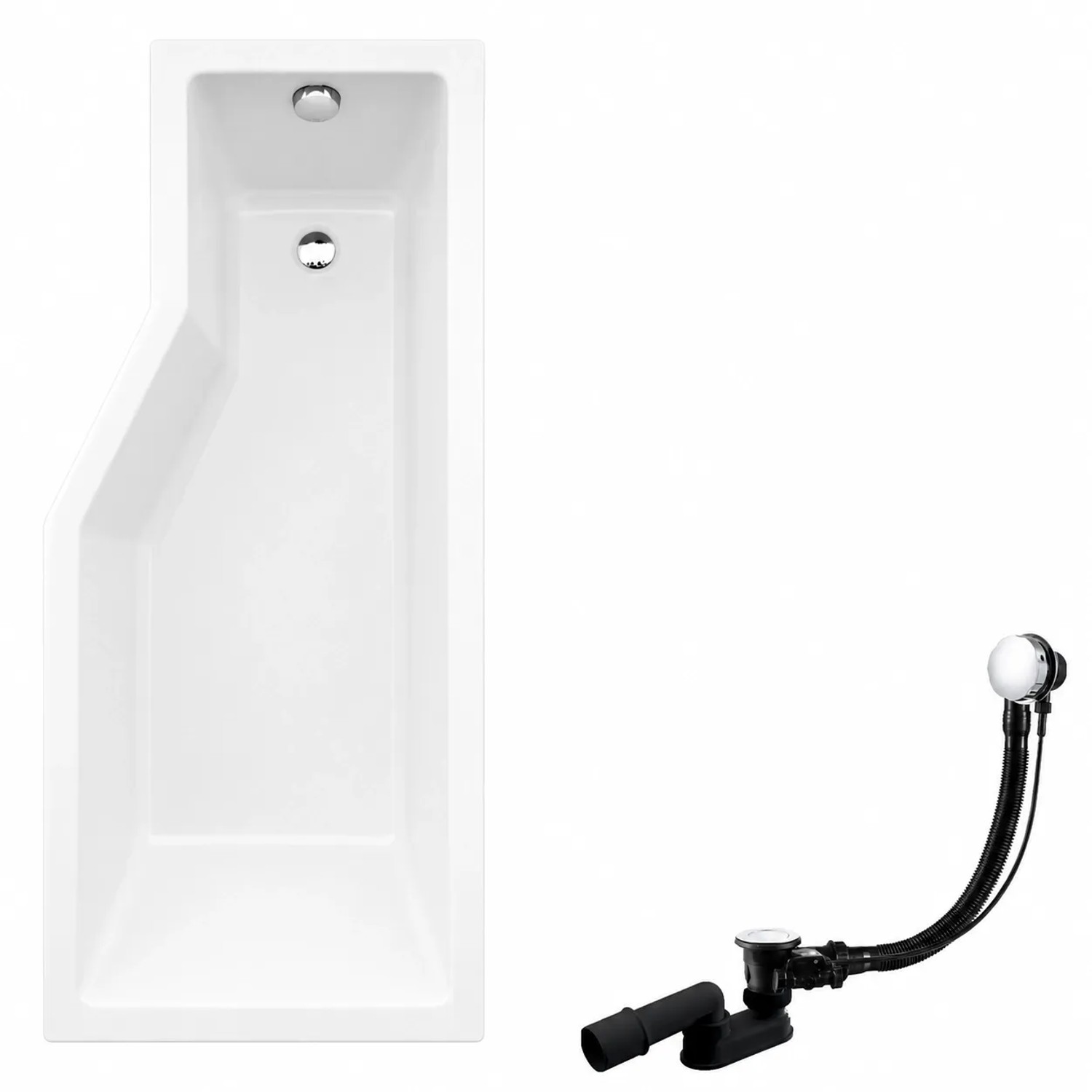 KOLMAN Badewanne Eckwanne 150 x 75 Cm Rechts Mit Glasabtrennung 3-Teilig Inkl. Ablauf Und Füße