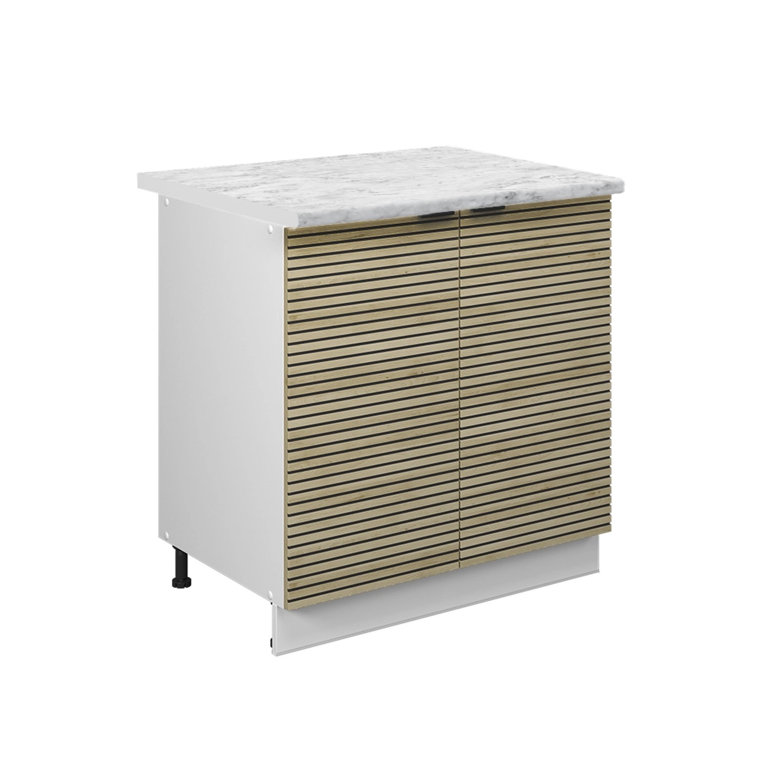 Vicco Spülenunterschrank Fame-Line Eiche Paneel 80 cm mit Regal AP Marmor