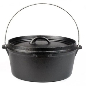 DELUKE Dutch Oven Set, 2 Gusseisen Töpfe mit Deckel und Tragebügel, 5L