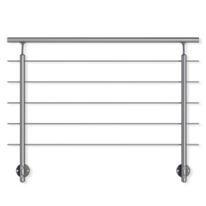Dolle Geländer-Komplettset, 150 cm, Aluminium, zur Wandmontage. Handlauf und Edelstahlstäbe.