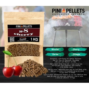 PINI Naturholzpellets Set 4 x 1 kg für Smoker & Räucherofen - Kirschen Nr 8 / Apfel Nr 9 / Erlen Nr 11 / Pflaumen Nr 12 - Natürliches Raucharoma