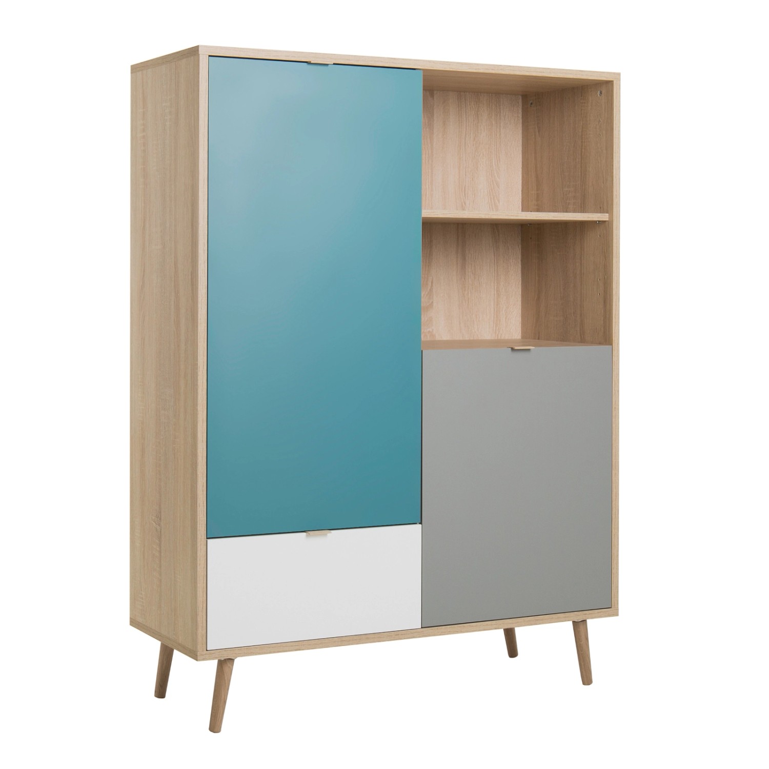 Furn.Design Highboard Scandi Eiche Sonoma 103 x 139 cm 2-türig 1 Schubkaste günstig online kaufen
