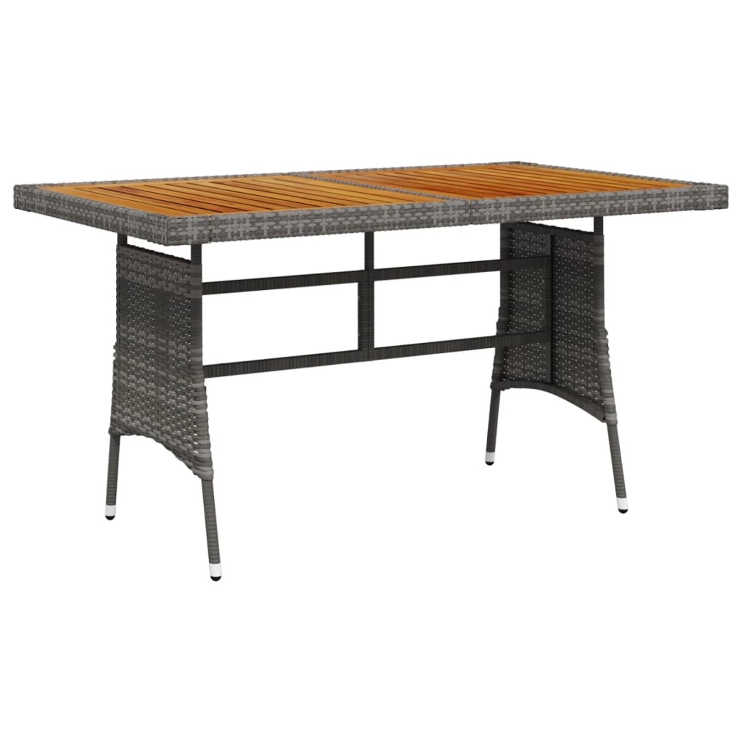 vidaXL Gartentisch Grau 130x70x72 cm Poly Rattan & Massivholz Akazie 318696 günstig online kaufen