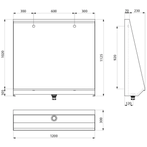 Delabie Urinalrinne L Fudfbodeneinbau L1200 Edelstahl 1.4301 sat