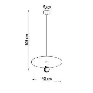 Skizze der weißen Sollux Lighting Hängeleuchte Flavio, Lampen & Leuchten mit Maßen.