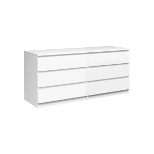 Weiße ebuy24 Nada Kommode mit 6 Schubladen im Hochglanz-Design.