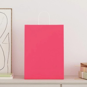 vidaXL Papiertragetaschen 250 Stk mit Henkeln Rosa 32x17x44 cm 4101678