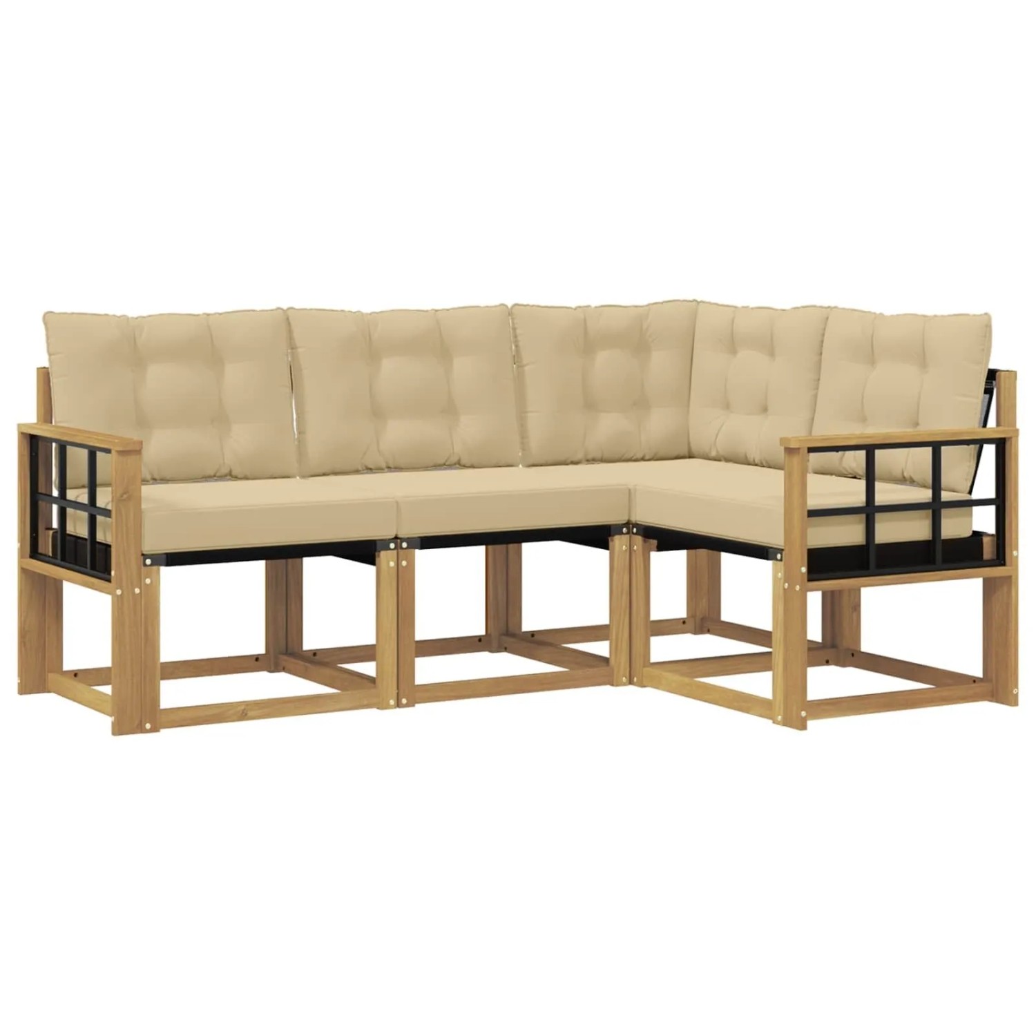 vidaXL Outdoor-Sofagarnitur mit Kissen 4-Tlg Weiß und Beige 3389435
