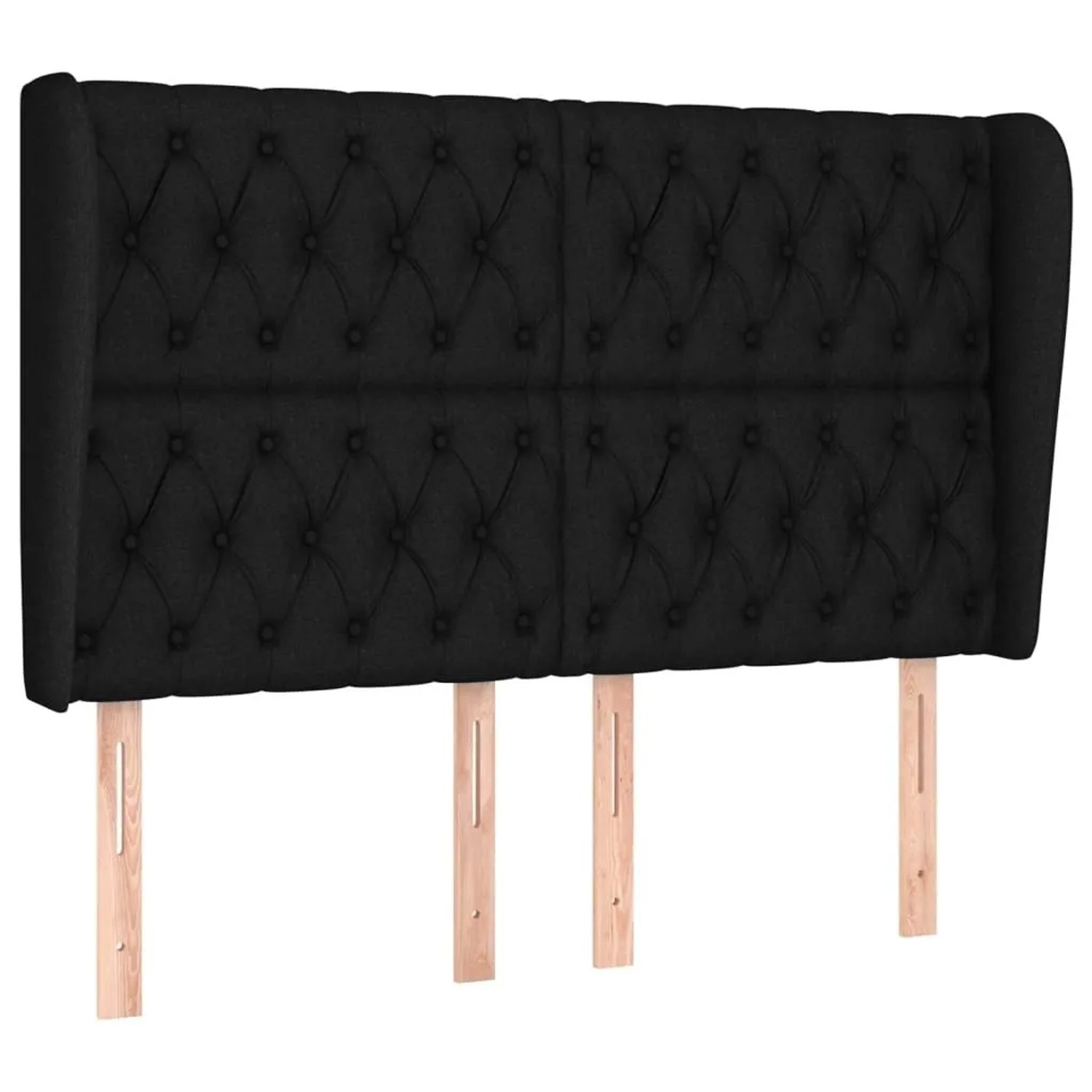 vidaXL Kopfteil mit Ohren Schwarz 147x23x118/128 cm Stoff 3118292