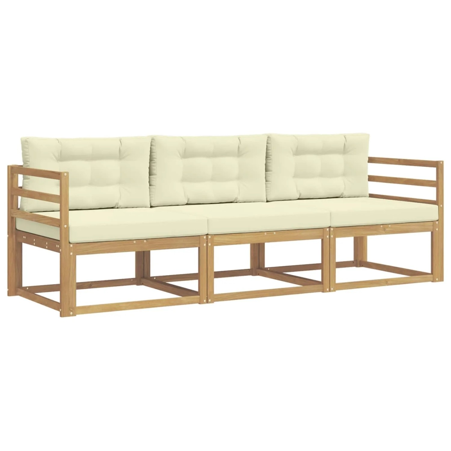 vidaXL Outdoor-Sofagarnitur mit Kissen 3 Stk Weiß und Creme Polyester 3385974
