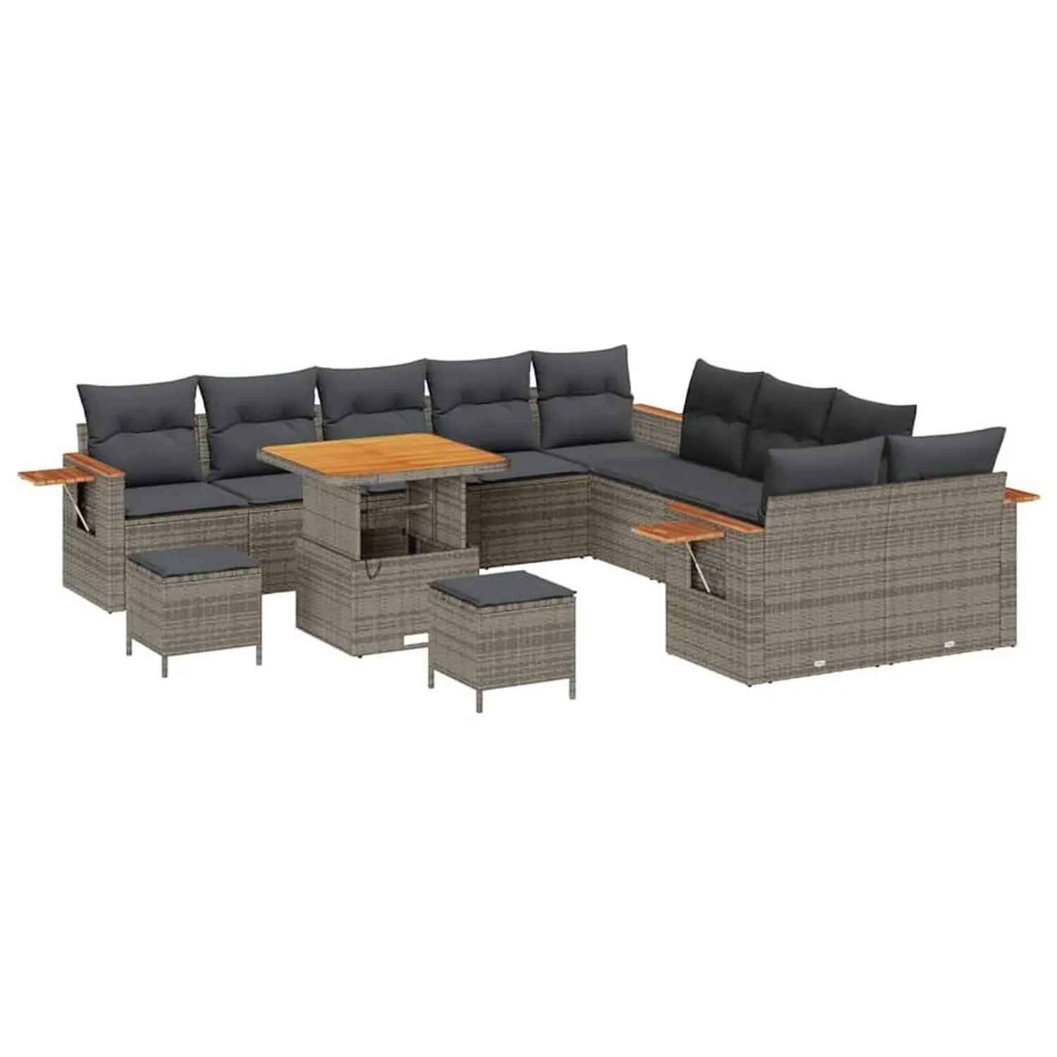 vidaXL Gartensofa-set mit Kissen 17-Tlg Grau Poly-Rattan 3365183 günstig online kaufen