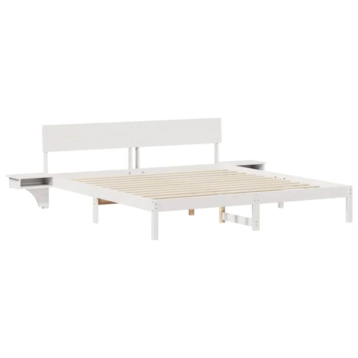 vidaXL Bettrahmen mit Kopfteil Weiß 200 x 200 cm Massives Kiefernholz 3385749
