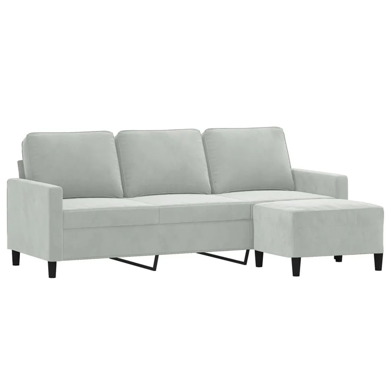 vidaXL 3-Sitzer-Sofa mit Hocker Hellgrau 180 cm Samt 3201055 günstig online kaufen