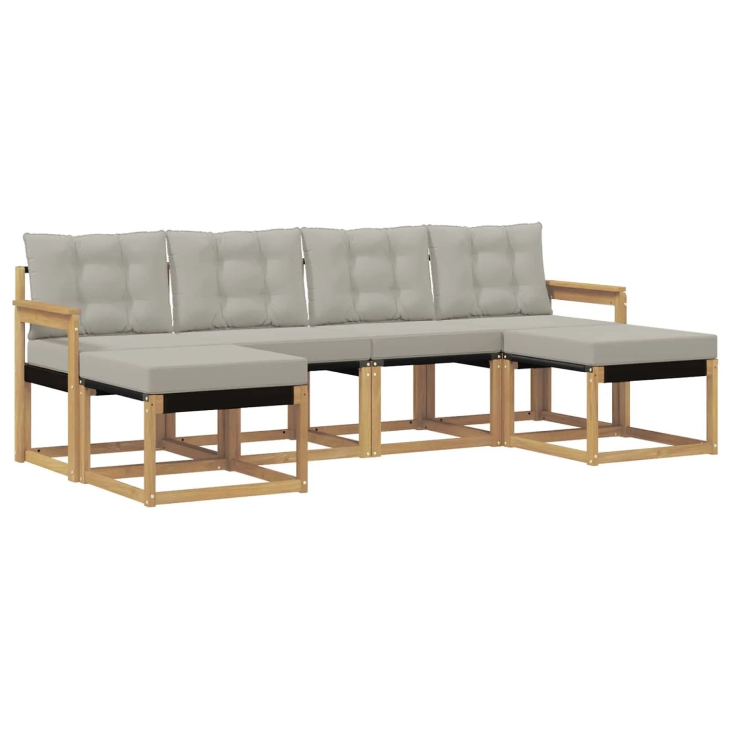 vidaXL Outdoor-Sofagarnitur mit Kissen 6-Tlg Weiß und Hellgrau 3389733