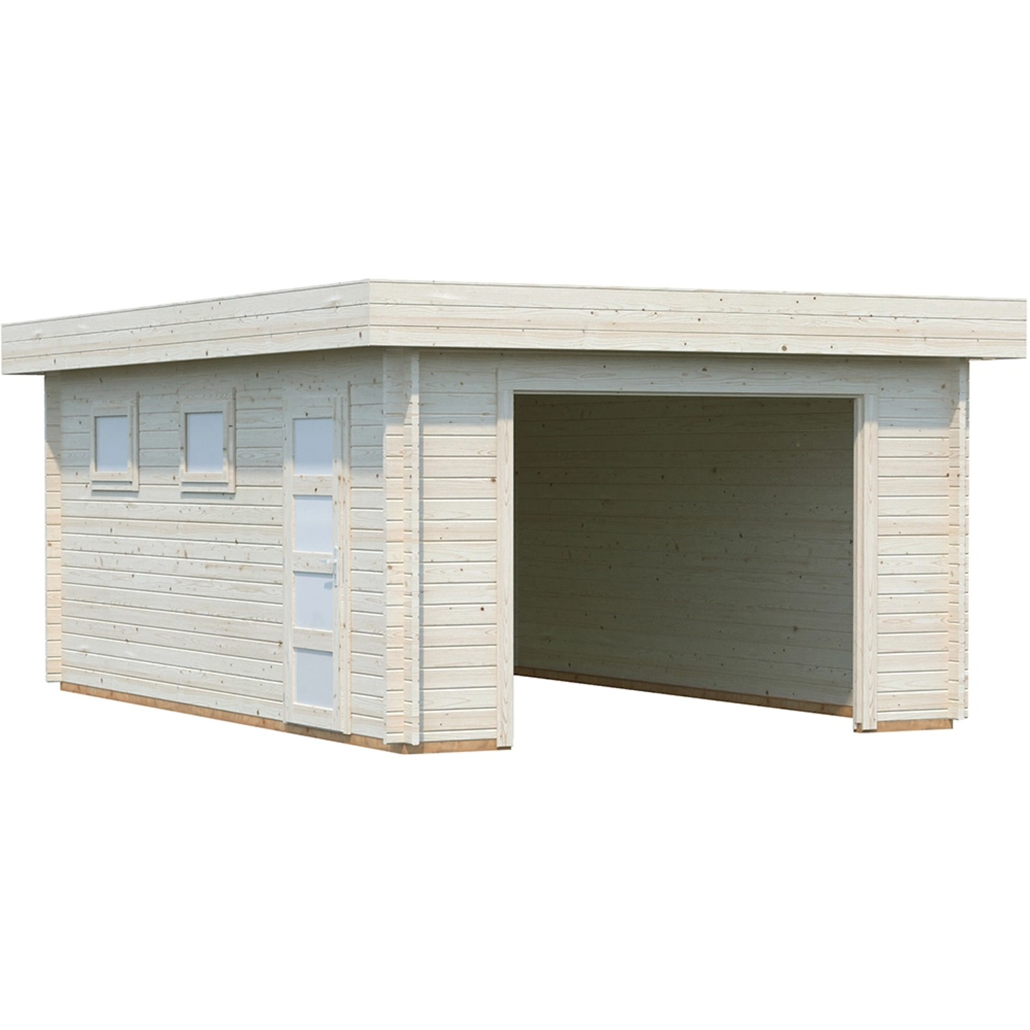 Palmako Garage Rasmus 19,0 m² Kit Natur Unbehandelt 360 cm x 550 cm