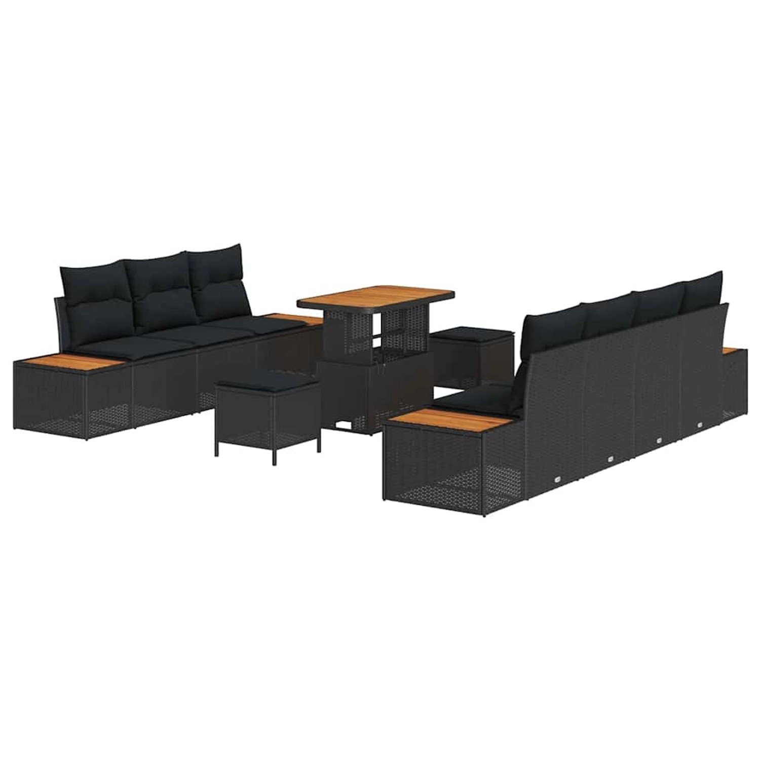 vidaXL Garten-Sofa-Set mit Kissen 10-Tlg Schwarz Poly Rattan 3362879 günstig online kaufen