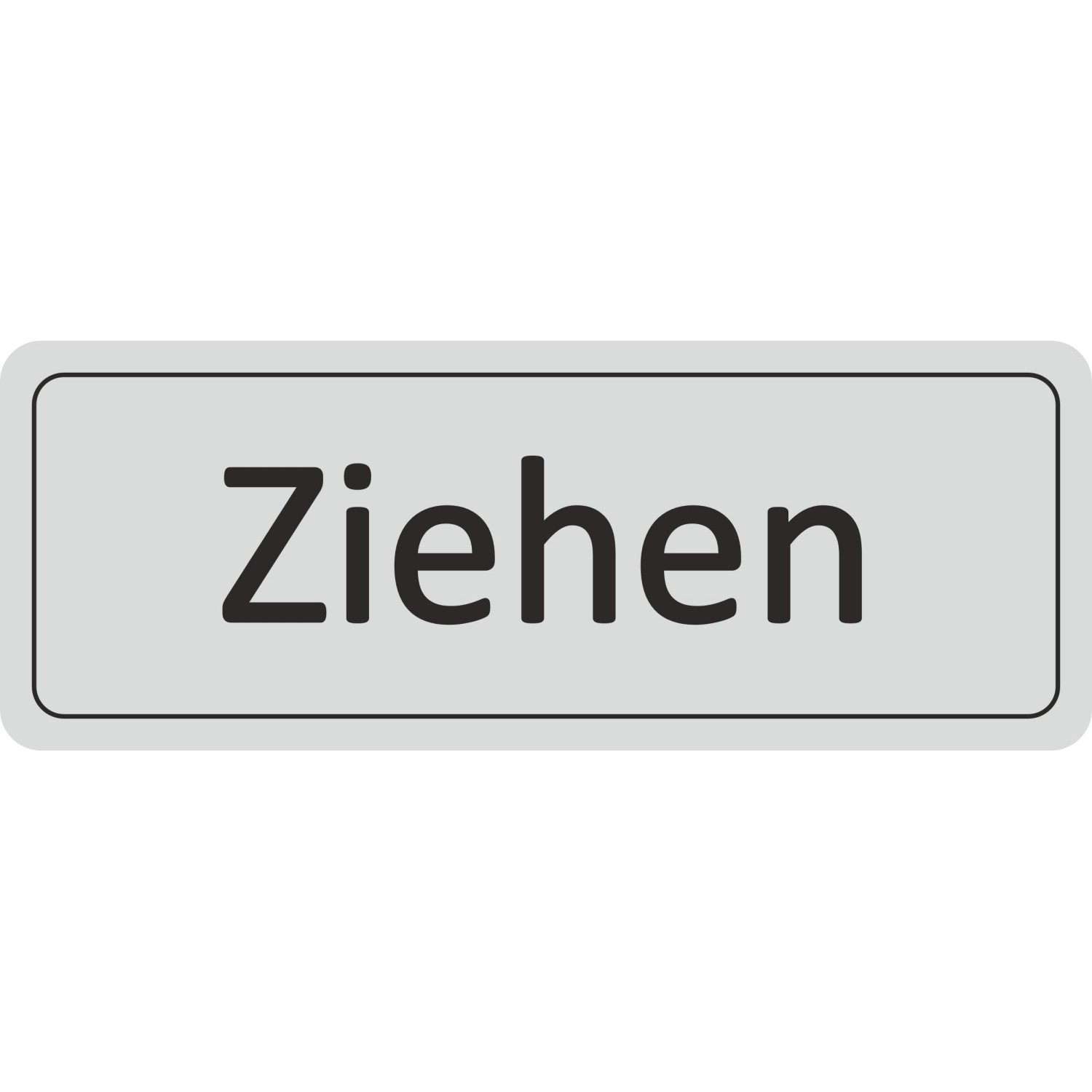 Türsschild Ziehen 12 cm x 4,5 cm Hard-PVC Silbergrau