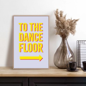 Gelbes Reinders Bild "Dancefloor" für die Man Cave, 30x20 cm. Wanddeko für Partykeller.
