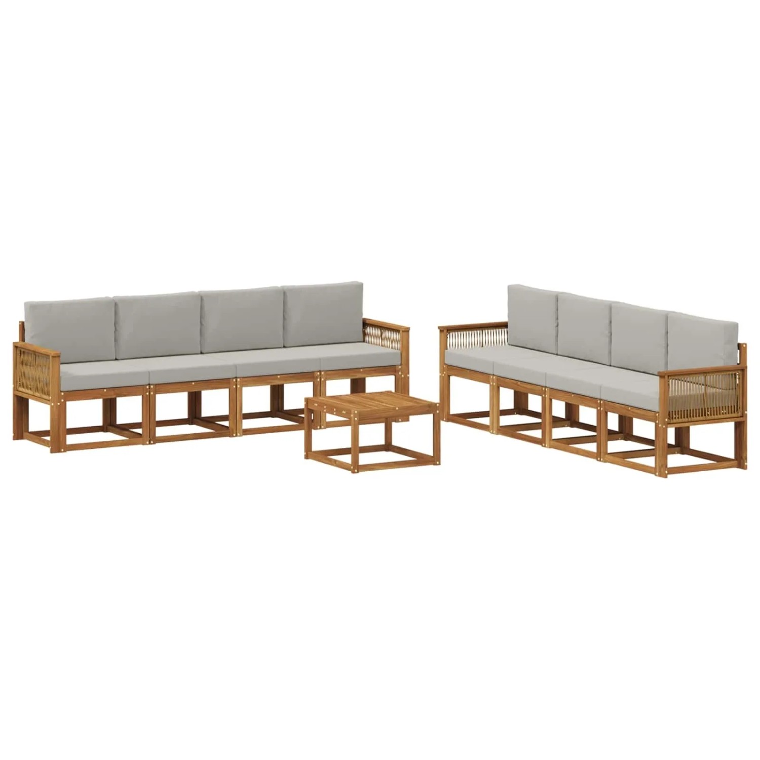 vidaXL Outdoor-Sofagarnitur 9 Stk Natur und Hellgrau Polyester 3385097