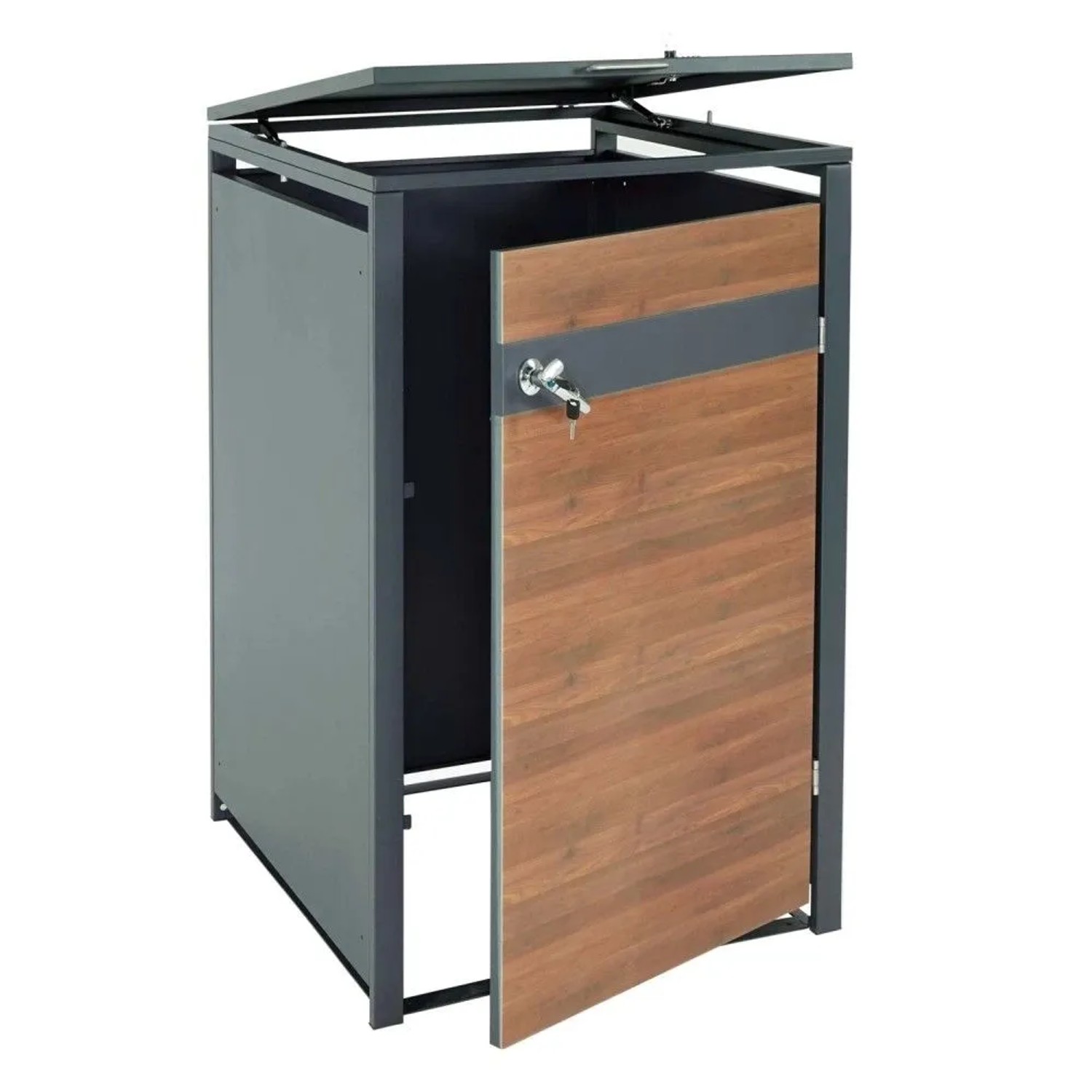 MCW Mülltonnenverkleidung J82 1er/2er Kirsche-Holzoptik Dunkelbraun 117x72x98cm