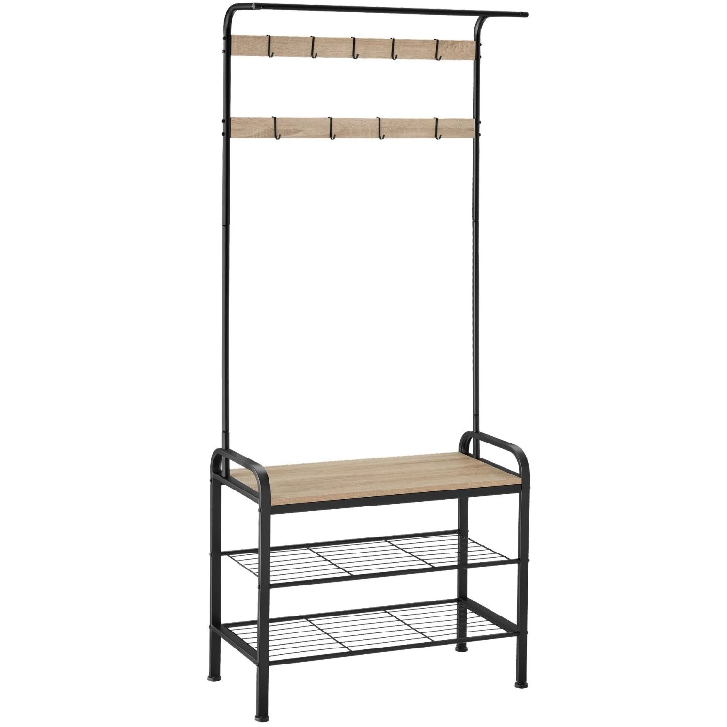 Tectake Garderobenständer Wichita Industrial Style Holz und Stahl  73 50 x 36 x 184 cm Industrial Holz Hell  Eiche Sonoma