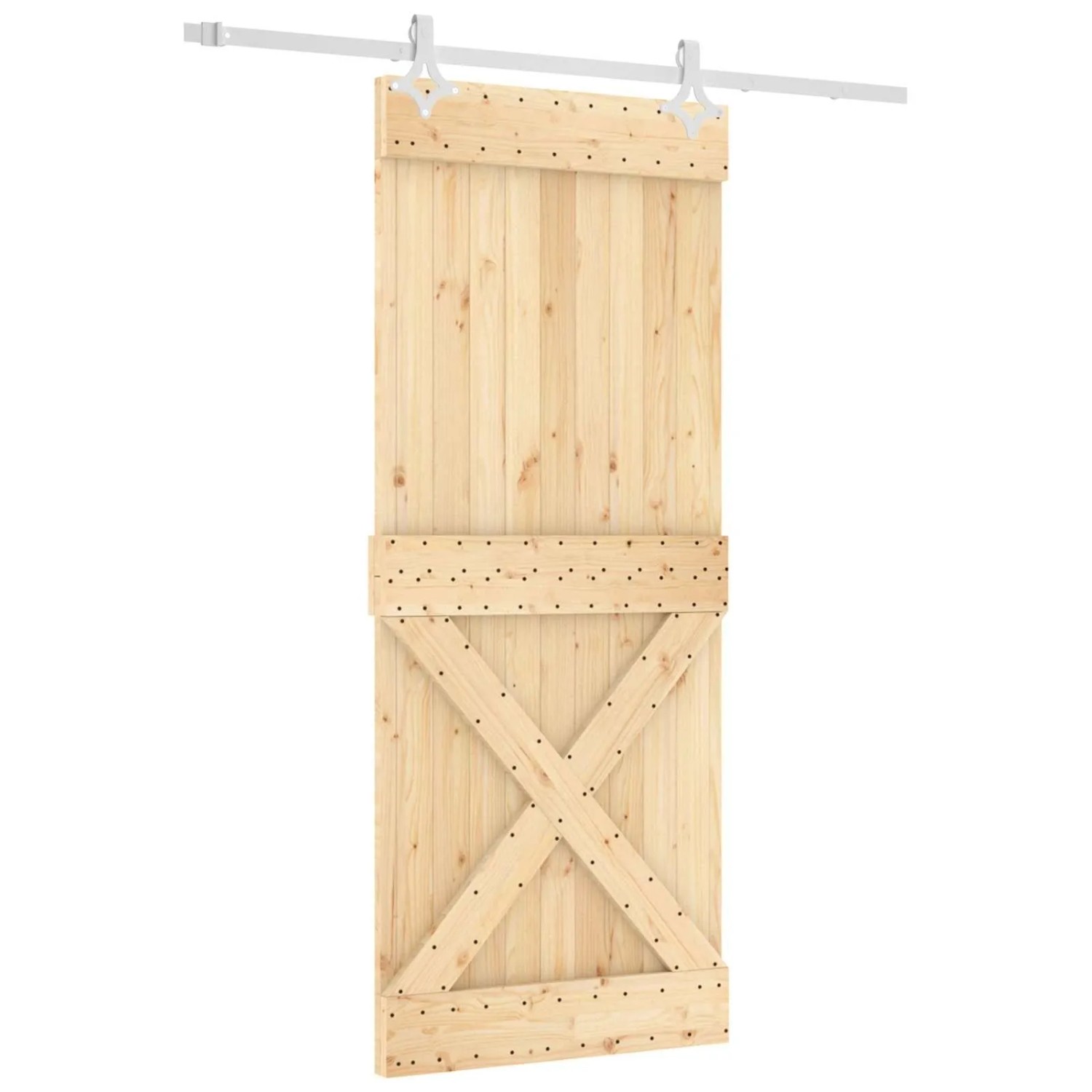 vidaXL Schiebetür Natur und Weiß 85 x 210 cm Massivkiefer 3445115