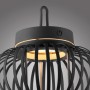 Just Light LED-Akku-Pendelleuchte Akuba, schwarz, mit warmweißem Licht und Bambus-Optik.