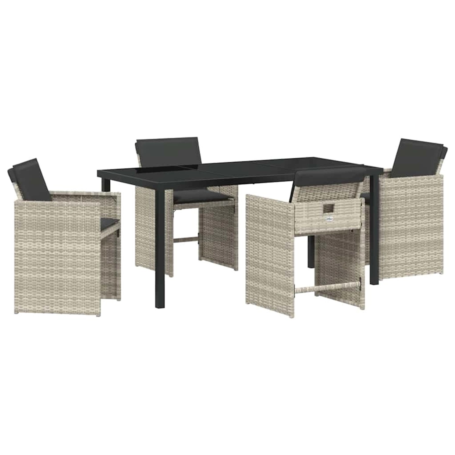 vidaXL 5-Teiliges Garten-Esszimmer-Set mit Kissen Hellgrau Poly Rattan 3379994
