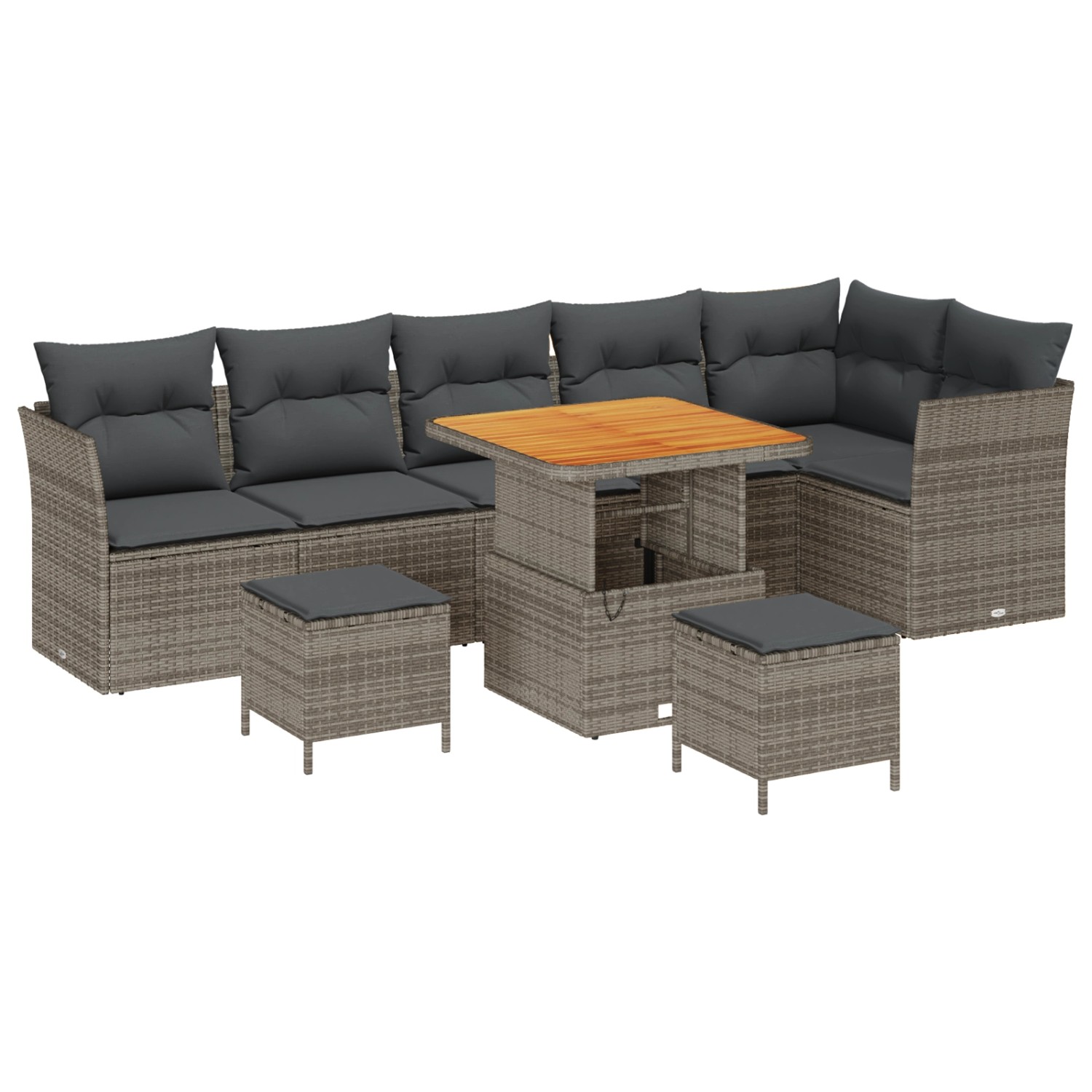 vidaXL Garten-Sofa-Set 9-Tlg Grau Poly Rattan 3361503 günstig online kaufen