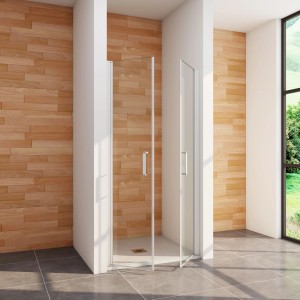 AICA Doppeltür 80x185cm Pendeltür Nischentür Dusche 5mm ESG Sicherheitsglas Mattgrau Schwingtür Duschabtrennung