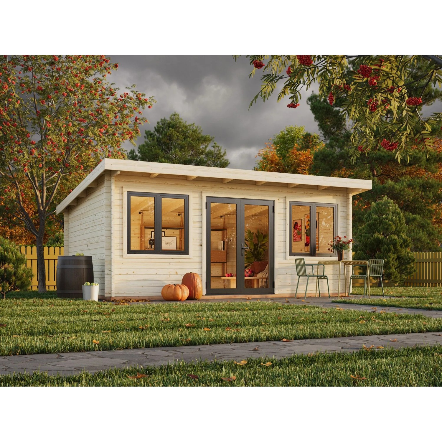 Palmako Holz-Gartenhaus Lisandra Pultdach Unbehandelt 550 cm x 400 cm 19,4 m²