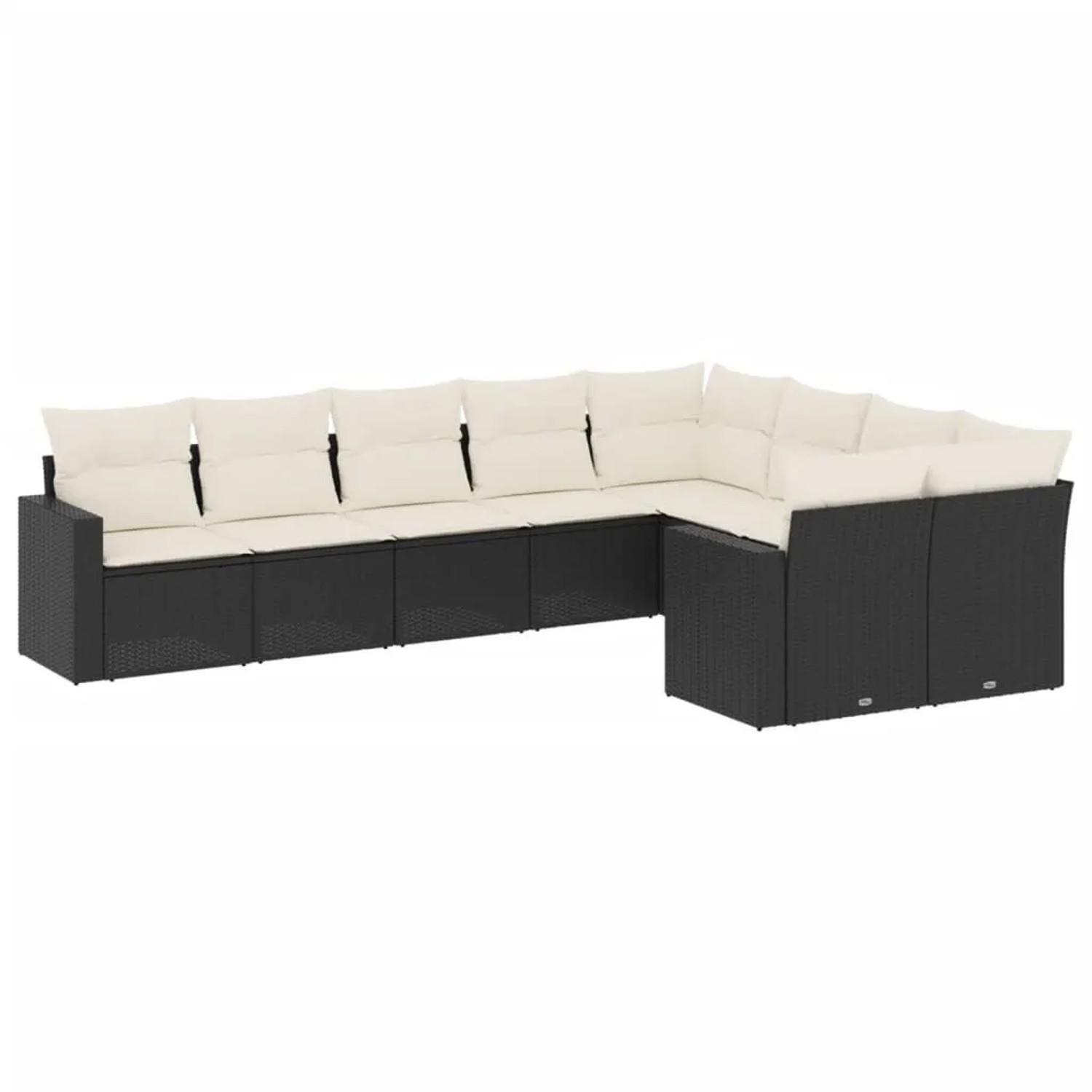 vidaXL 9-Tlg Garten-Sofagarnitur mit Kissen Schwarz Poly Rattan 3251773