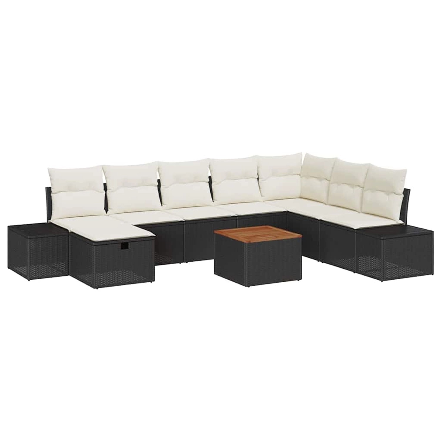 vidaXL Garten-Sofa-Set mit Kissen 9-Tlg Schwarz Poly Rattan 3360939 günstig online kaufen