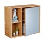 Relaxdays Spiegelschrank Bambus MDF Glas Natur mit Regalfächern Höhenverstellbar 45 cm x 54,5 cm x 20 cm 8,2 kg