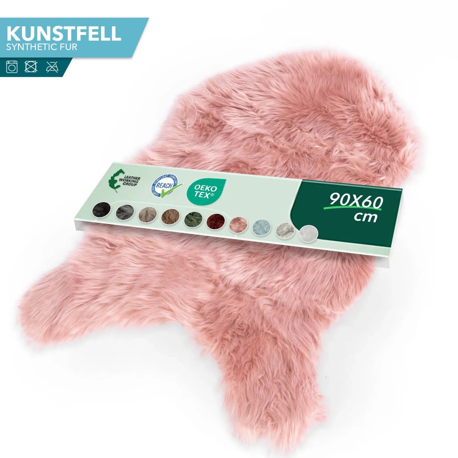 Rosa KARAT Kunstfell Nelly, flauschiges Dekofell, 90x60 cm.