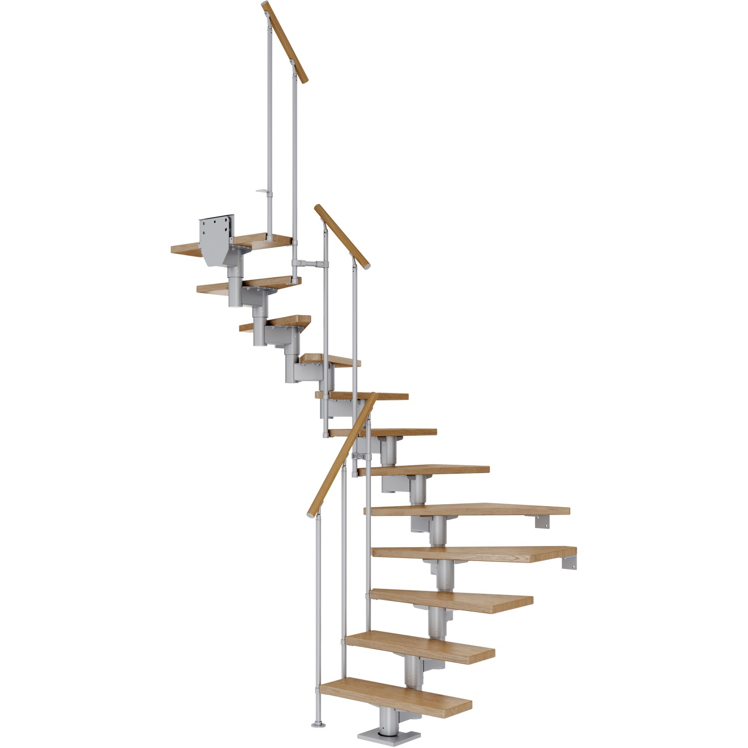 Dolle Mittelholmtreppe Cork Eiche Perlgrau GH b. 270 cm 1/2 Gewendelt 75 cm günstig online kaufen