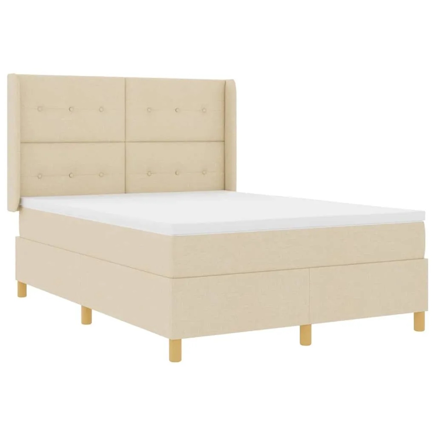 vidaXL Boxspringbett mit Matratze Creme 140 x 200 cm Stoff 3343705