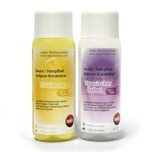 Weka Sparset mit Sauna-Aufgusskonzentraten: Spanischer Salbei und Eislimone, je 250ml.