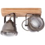 Brilliant Spot Carmen: 2-flammige Deckenleuchte aus Holz und Metall in Burned Steel Optik.