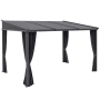 Outsunny Pergola Gazebo, dunkelgrau, mit Schiebedach und Vorhängen für optimalen Sonnenschutz.