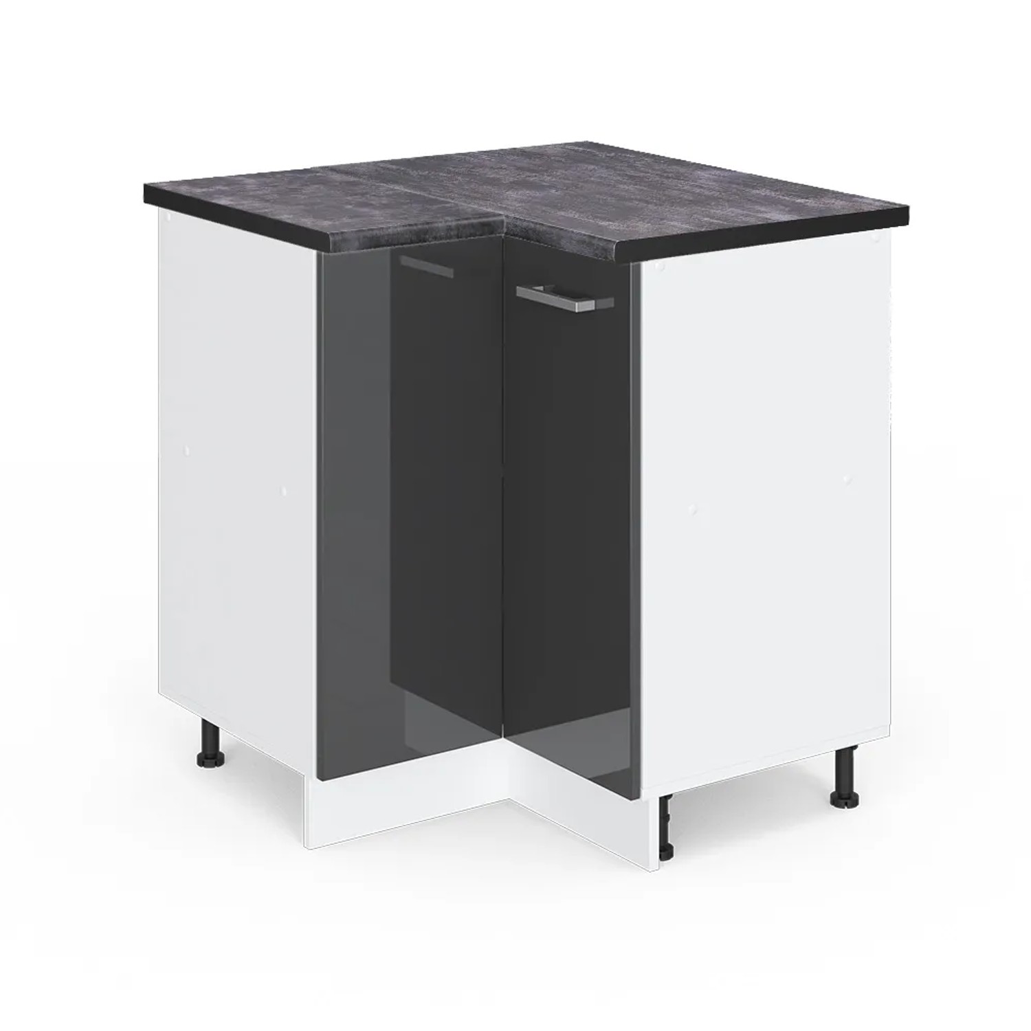 Vicco Eckunterschrank R-Line Anthrazit Hochglanz/Weiß 76 cm AP Anthrazit