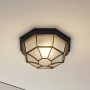 Schwarze Lindby Deckenlampe Idril, spritzwassergeschützt, für Terrasse und Garten.