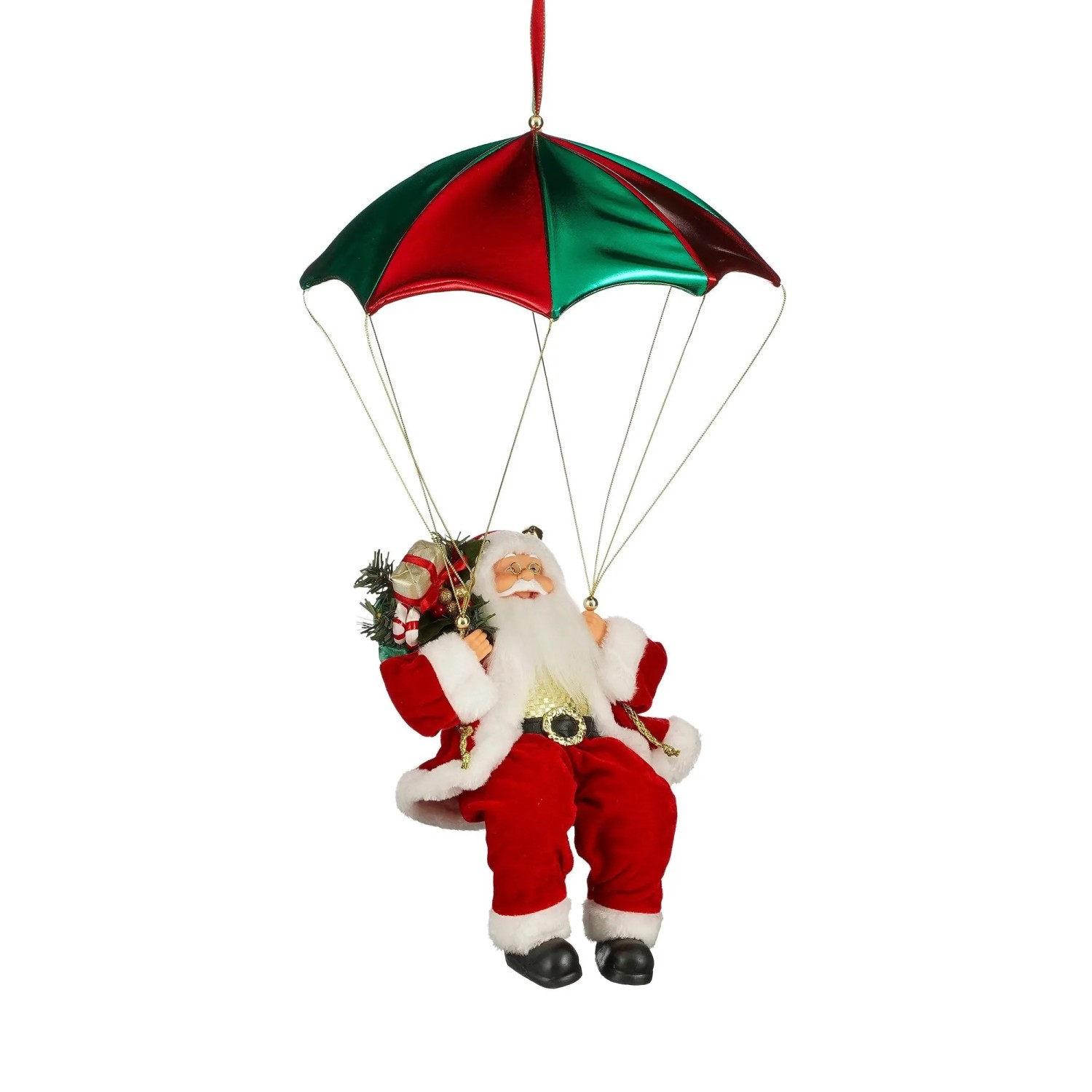 Mica Decorations Dekofigur Weihnachtsmann mit Fallschirm 35 x 35 x 60 cm Rot