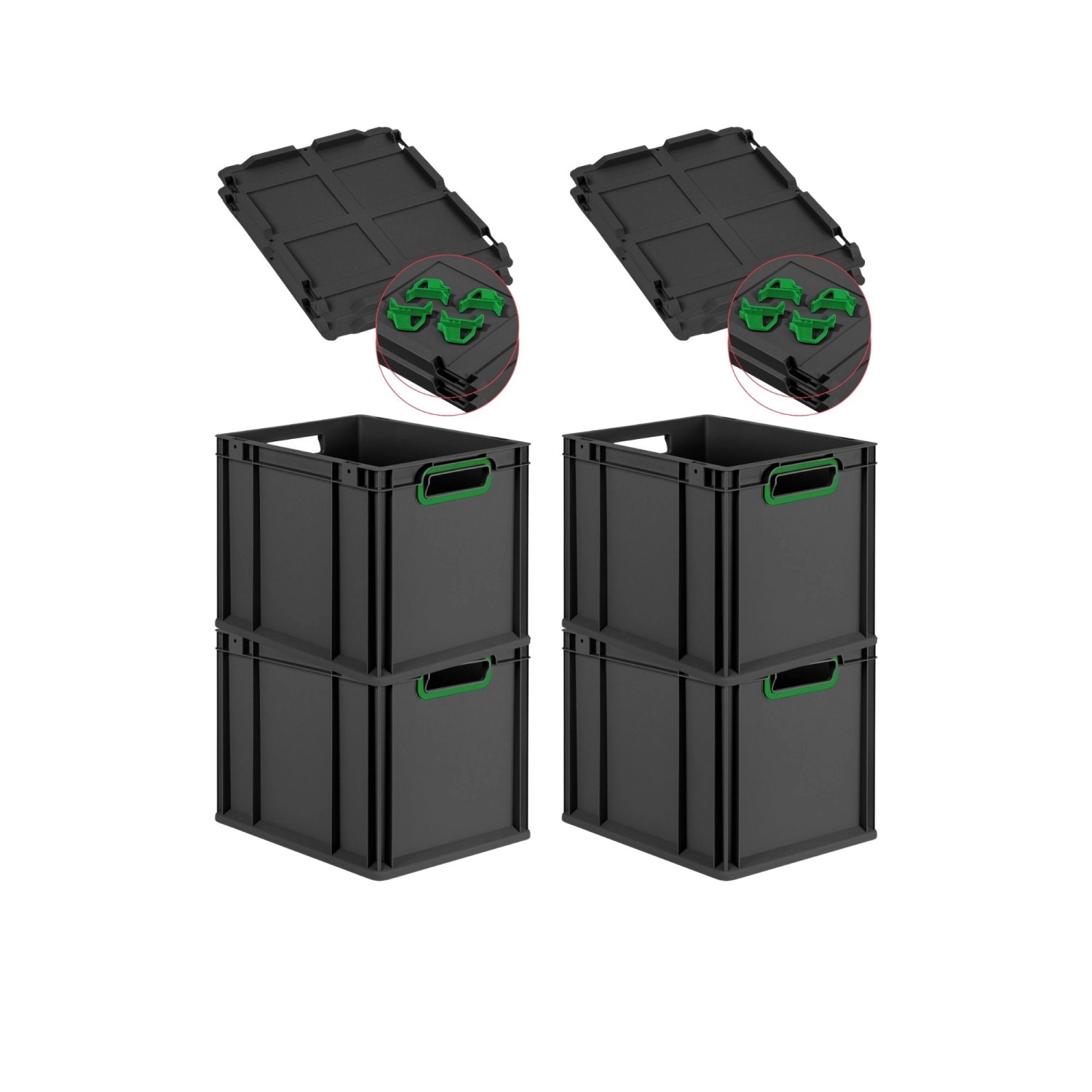 PROREGAL SuperSparSet 4x Eurobox Nextgen Color Mit Auflagedeckel HxBxT 32x3 günstig online kaufen
