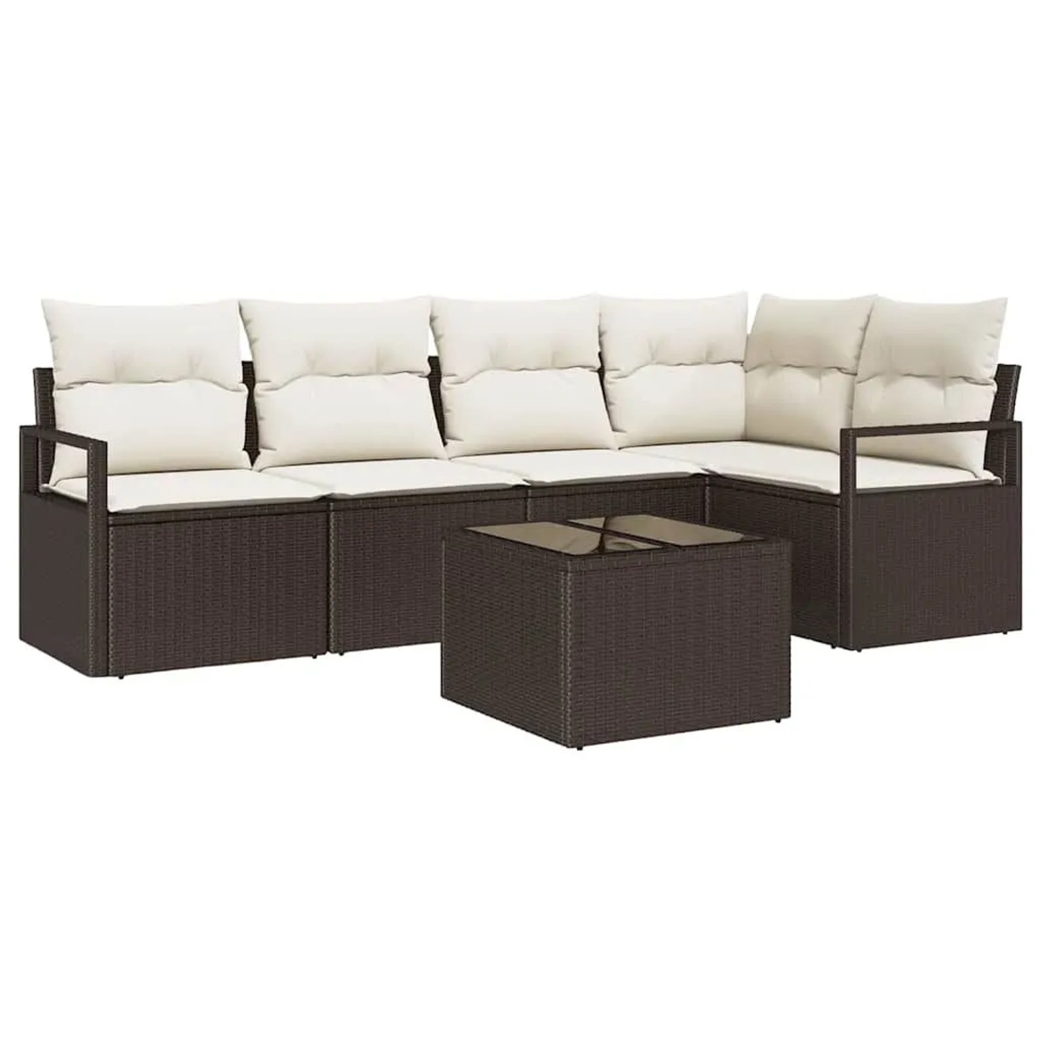 vidaXL Gartensofa-Set mit Kissen 6 Stk Braun und Creme Poly-Rattan 3355057