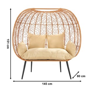 Kobolo Loungesessel SERENA Metall Zweisitzer mit Metallgestell und Kissen