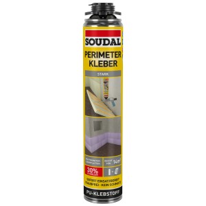 Soudal Perimeterkleber Pistole, 750ml Dose für Dämmplatten, PU-Schaum Klebstoff.