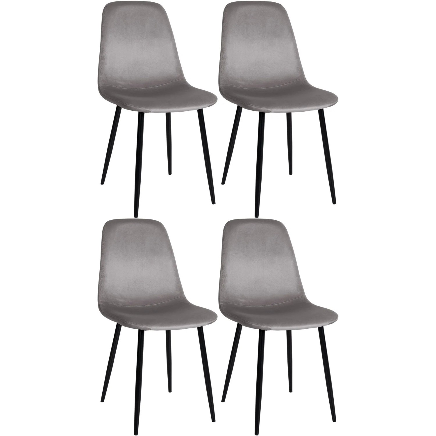 DELUKE Esszimmerstühle 4er Set MOVI Grau Samt Metall 88x44x51cm Strapazierfähig Küchenstühle Wohnzimmerstühle